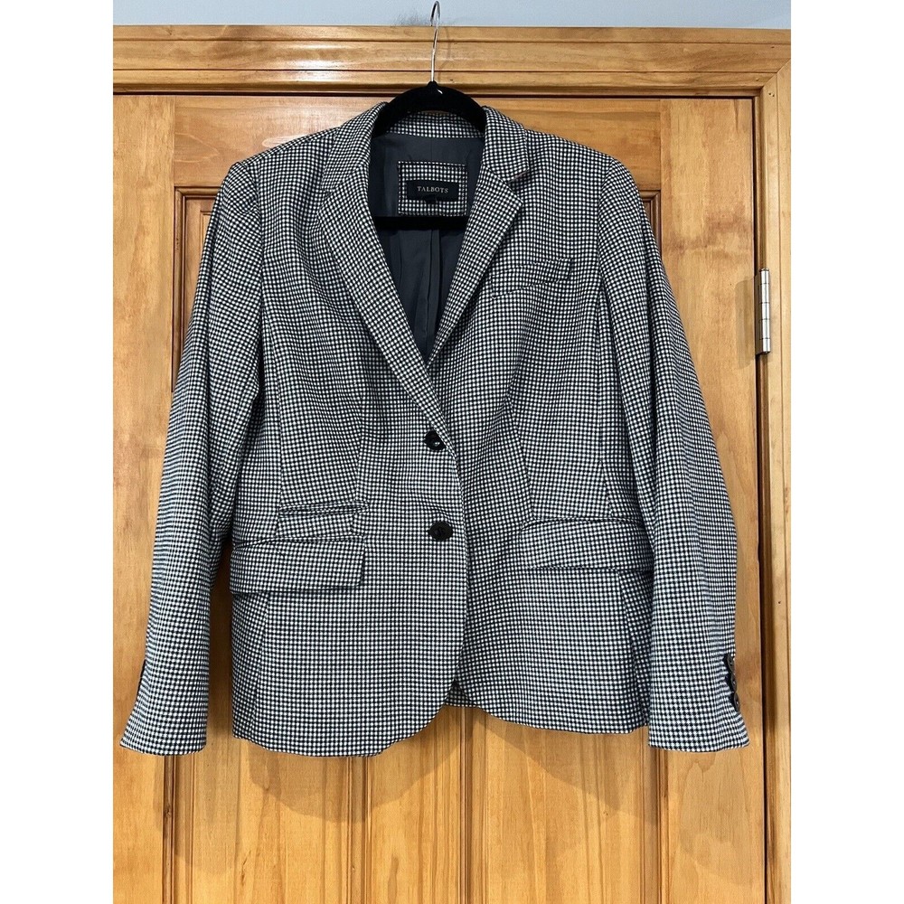 Talbots Black and White Houndstooth Blazer